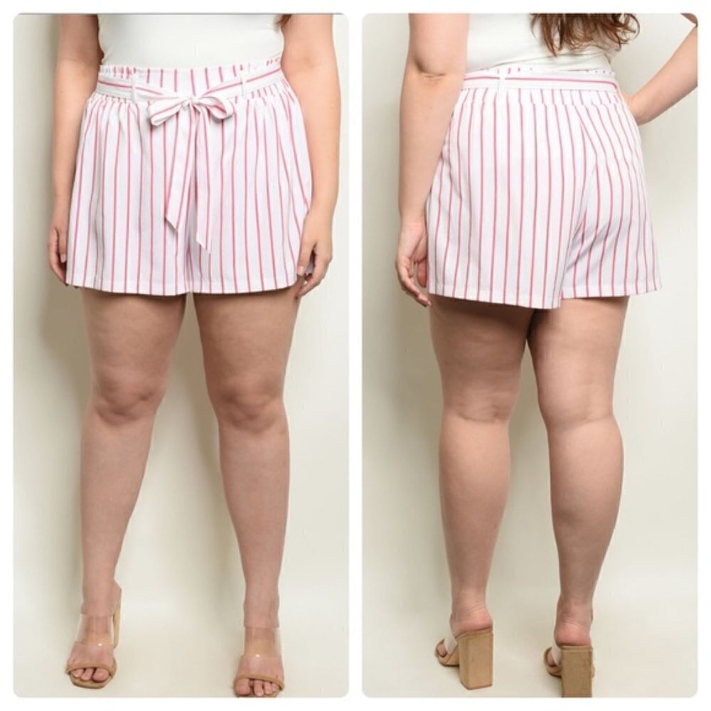 Plus Size Pink Pinstriped Shorts▪︎2x